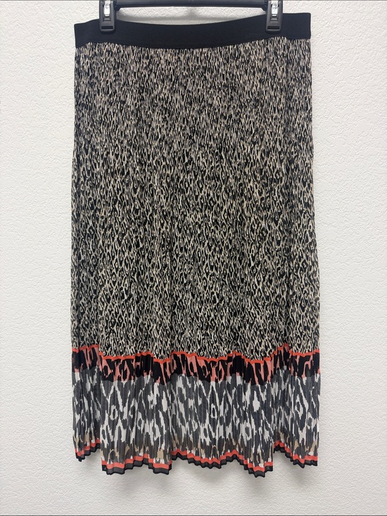 Ruby Rd. Dresses & Skirts - Vintage Ruby Rd. Animal-Print Pleated Midi Skirt in Black, Beige & Coral